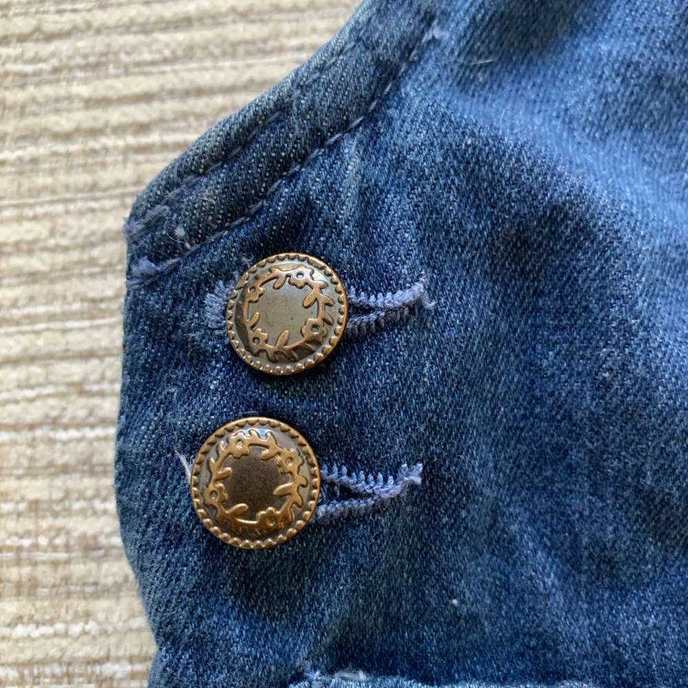 Tahari Dark Blue Denim Overall Dress - 2T - India Cotton 100% EUC - Picture 4 of 11